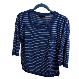 Banana Republic Royal Blue White Stripe Knit Sweater Size Medium Cotton Women’s